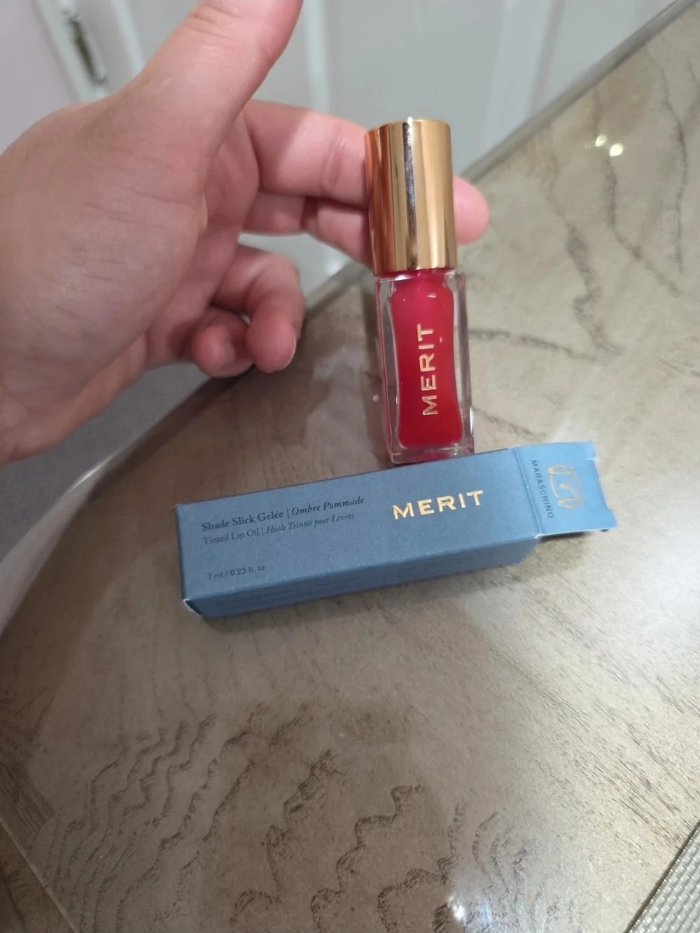 Merit Shade Slick Gelée Tinted Lip Oil — Vibrant Red